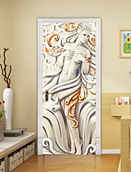 cheap -2pcs Self-adhesive Creative Sculpture Beauty Door Stickers Living Room Diy Decoration Home Waterproof Wall Stickers 30.3&quot;x78.7&quot;(77x200cm), 2 PCS Set