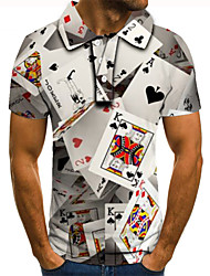 cheap -Men&#039;s Golf Shirt Tennis Shirt 3D Print Graphic Prints Card Collar Street Casual Button-Down Short Sleeve Tops Casual Fashion Cool Gray / Sports