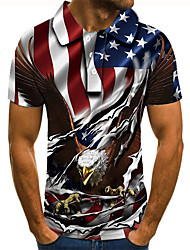 cheap -Men&#039;s Golf Shirt Tennis Shirt 3D Print Graphic Prints Eagle American Flag National Flag Collar Street Casual Button-Down Short Sleeve Tops Casual Fashion Cool Red / Sports