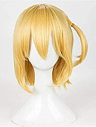 cheap -achket haikyuu!! hitoka yachi wig yachi hitoka cosplay wig short golden synthetic hair styled wig + wig cap