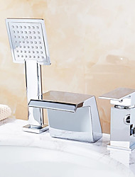 cheap -Bathtub Faucet - Contemporary Chrome Free Standing Ceramic Valve Bath Shower Mixer Taps