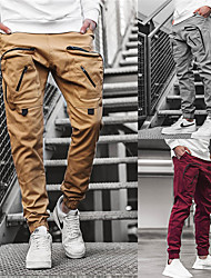 cheap -Men&#039;s Cargo Pants Multiple Pockets Cotton Solid Color Sport Athleisure Bottoms Breathable Soft Comfortable Everyday Use Street Casual Athleisure Daily Outdoor