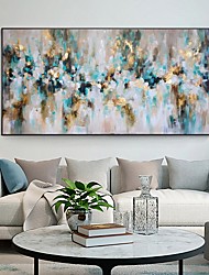 cheap -Oil Painting 100% Handmade Hand Painted Wall Art On Canvas Golden Blue Abstract Moasic Effect Home Decoration Decor Rolled Canvas No Frame Unstretched