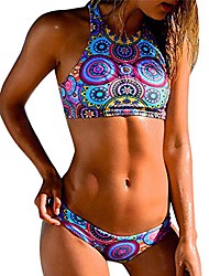 cheap -Women&#039;s Swimwear Bikini 2 Piece Normal Swimsuit Racerback Color Block Photo Color Bathing Suits New Vacation Fashion / Padded Bras