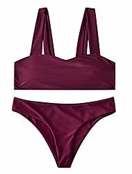cheap -forthery-women wide strap prints bikini padded swimsuit two pieces bathing suit bandeau bikini swimwear swimsuit(red,s=us 4)