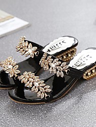 cheap -Women&#039;s Sandals Chunky Heel PU Loafer Solid Colored Black Gold Silver