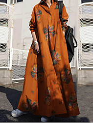 cheap -Women&#039;s Swing Dress Maxi long Dress Long Sleeve Floral / Botanical Fall Spring Casual 2022 S M L XL XXL XXXL 4XL 5XL