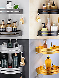 cheap -Bathroom Corner Shelf Aluminum Material Wall-mounted Triangular Basket Storage Rack 1 Tier