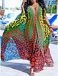 cheap -Women&#039;s Swing Dress Maxi long Dress Green Yellow Sleeveless Print Color Gradient Summer V Neck Elegant Loose 2022 S M L XL XXL 3XL