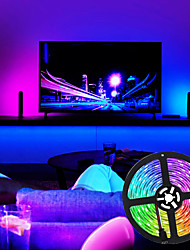 cheap -5m 16.4ft Smart LED RGB Strip Light 150 LEDs 5050 SMD TV Backlight Home Décor Work with Alexa Google 10mm 24Keys Remote Controller DC Cables WiFi App Control USB Self-adhesive 5V USB Powered