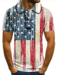 cheap -Men&#039;s Golf Shirt Tennis Shirt 3D Print Graphic Prints American Flag Collar Street Casual Button-Down Short Sleeve Tops Casual Fashion Cool Red / White / Sports