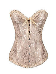 cheap -Corset Women‘s Plus Size Bustiers Corsets Casual Overbust Corset Tummy Control Push Up Jacquard Abstract Flower Hook &amp; Eye Lace Up Nylon Polyester Cotton Halloween Wedding Party Birthday