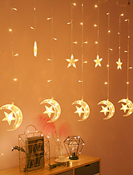 cheap -Ramadan Eid Lights 1pc Moon Star LED Curtain Lights EU US Plug Christmas Fairy Garlands Outdoor LED Twinkle String Lights Holiday Festival Decoration