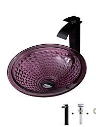 cheap -Modern Light Luxury Violet Die Cast Glass Wash Basin With Faucet, Basin Holder And Drain