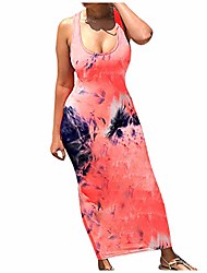 cheap -Women&#039;s A Line Dress Midi Dress orange Blue purple Tie-dye multicolor Red Yellow Sleeveless Pattern Spring &amp; Summer Casual 2022 S M L XL XXL