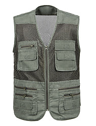 cheap -Men&#039;s Fishing Vest Hiking Vest Sleeveless Vest / Gilet Jacket Top Outdoor Quick Dry Lightweight Breathable Multi Pockets Autumn / Fall Spring Summer Gray Army Green Beige Hunting Fishing Climbing