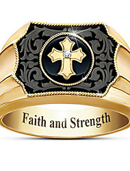 cheap -1pc Band Ring Ring For Men&#039;s Date Festival Alloy Mixed Color Cross