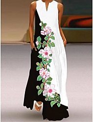 cheap -Women&#039;s Shift Dress Maxi long Dress Sleeveless Pattern Spring Summer Casual Daily 2022 S M L XL XXL XXXL 4XL 5XL