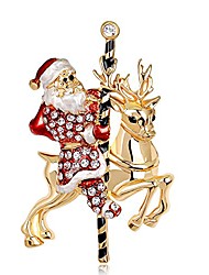cheap -merry christmas tree holiday christmas brooches for women men pins jewelry party decorations (santa claus and deer)
