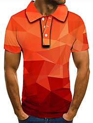 cheap -Men&#039;s Golf Shirt Tennis Shirt 3D Print Graphic Prints Argyle Collar Street Casual Button-Down Short Sleeve Tops Casual Fashion Cool Orange / Sports