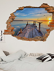 cheap -3D New Broken Wall Lakeside Station Living Room Bedroom Corridor Decoration Can Be Removed Stickers