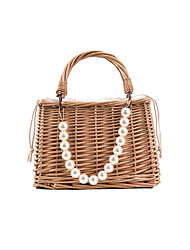 cheap -Women&#039;s Handbags Top Handle Bag Straw Bag Straw Holiday Beach White Khaki Brown