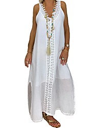 cheap -Women&#039;s Strap Dress Maxi long Dress Lake blue White Black Pink Sleeveless Solid Color Summer Casual 2022 S M L XL 2XL 3XL 4XL 5XL