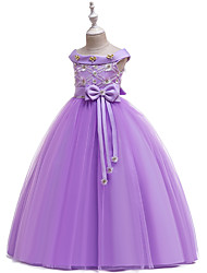 cheap -Kids Little Girls&#039; Dress Graphic Solid Colored A Line Dress Special Occasion Bow White Purple Pink Maxi Sleeveless Princess Sweet Dresses Summer Regular Fit 4-13 Years