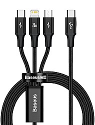 cheap -BASEUS Micro USB Lightning USB C Cable 3 In 1 Braided High Speed 5 A 1.5m(5Ft) Nylon For Xiaomi Huawei OnePlus Phone Accessory