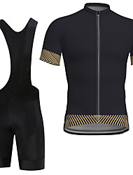 cheap -Men&#039;s Short Sleeve Cycling Jersey with Bib Shorts Black Bike Elastane Polyester Back Pocket Sports Patterned Clothing Apparel