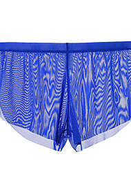 cheap -Men&#039;s Mesh Boxers Underwear Micro-elastic Low Waist 1 PC Blue M
