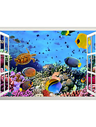 cheap -3D False Window StickersUndersea World Fish Shoes Home Children‘s Room Background Decoration Removable DIY Wall Art Decor Decals 60*90CM