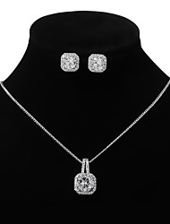cheap -Women&#039;s Hoop Earrings Necklace Geometrical Artistic Simple Fashion Sweet Imitation Diamond Earrings Jewelry Silver / Gold For Party Wedding Street Daily Festival 3pcs