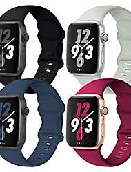 cheap -Smartwatch band compatible with apple watch 38mm 40mm 42mm 44mm, 4 pack soft replacement sport accessory strap wristband for iwatch se series 6/5/4/3/2/1 women men