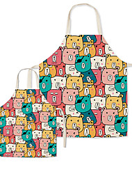 cheap -Mommy and Me Cute Cartoon Bears Print Apron Colorful Casual Daily Family Photo Matching Outfits