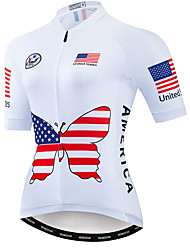 cheap -21Grams® Women&#039;s Short Sleeve Cycling Jersey Butterfly American / USA USA Bike Jersey Top Mountain Bike MTB Road Bike Cycling White Spandex Polyester Breathable Quick Dry Moisture Wicking Sports