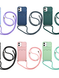 cheap -Silicone Phone Case For Apple iPhone 12 11 SE2020 Shockproof Protective Case Card Holder Cover with Lanyard for iPhone 12 Pro Max XR XS Max iPhone 8 7