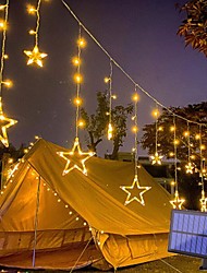 cheap -Ramadan Eid Lights Outdoor Solar LED String Light Curtain Light Waterproof 3.5M Fairy Decoration Star Atmosphere Lighting for Wedding Garden Patio Yard Decor Colorful Lamp with Remote Controller