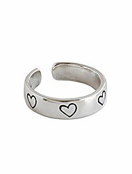 cheap -carve heart sterling silver 925 open statement rings for women girls minimalist endless love eternity wedding engagement ring finger band dainty jewelry birthday gifts bff adjustable