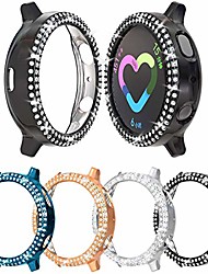 cheap -protective case for samsung galaxy watch active 2, 40 mm, 44 mm, 4 packs of rhinestones, 44 mm, black + silver + indigo + rose gold
