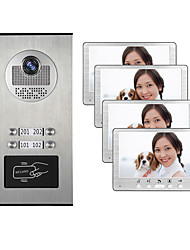 cheap -Multi Apartments Families Color Video Device Door Intercom System With 4 Monitor Building Doorphone Waterproof