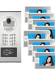 cheap -7inch RFID IR-CUT Multi-Storey Residential Buildings Intercom Video Doorbell RFID Reader For 8 Families Video Doorphone Kit