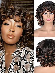 cheap -Brown Wigs for Women Synthetic Wig Curly Afro Curly Asymmetrical Wig Short A14 Synthetic Hair Cosplay Party Fashion Black
