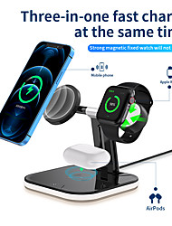 cheap -3 in 1 Magnetic Wireless Charger 15 W Output Power Wireless Charging Station Fast Wireless Charging With LED Magic Lights   For Apple Watch iPhone 13 12 11 Pro Max AirPods