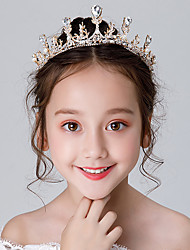 cheap -Kids Baby Girls&#039; Crown Headdress Princess Girl Crown Crystal Headband Golden Frozen Aisha Girl Birthday Hair Accessory