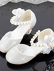 cheap -Girls&#039; Flats Princess Shoes Round Toe Christmas Glitters Flower Girl Shoes With Beading Bowknot Crystal Pearl Little Kids(4-7ys)