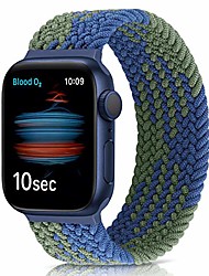 cheap -Smartwatch band braided elastic strap compatible with apple watch 42mm 44mm, woven solo loop replacement sport watch strap for iwatch series 6/5/4/3/2/1 / se ( blue green)