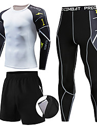 cheap -Men&#039;s 3-Piece Activewear Set Workout Outfits Compression Suit Athleisure 3pcs Winter Long Sleeve Moisture Wicking Quick Dry Breathable Gym Workout Running Active Training Jogging Exercise Sportswear