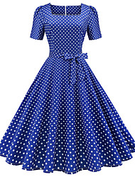 cheap -Audrey Hepburn Polka Dots 1950s Cocktail Dress Vintage Dress Spring &amp; Summer Dress Rockabilly Prom Dress Women&#039;s Adults&#039; Polyester Costume Black / Pink / Red Vintage Cosplay Homecoming Prom Vacation