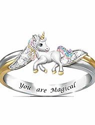 cheap -cute unicorn ring women girls engraved statement rings mother daughter cz rhinestone birthstone love jewelry gift
